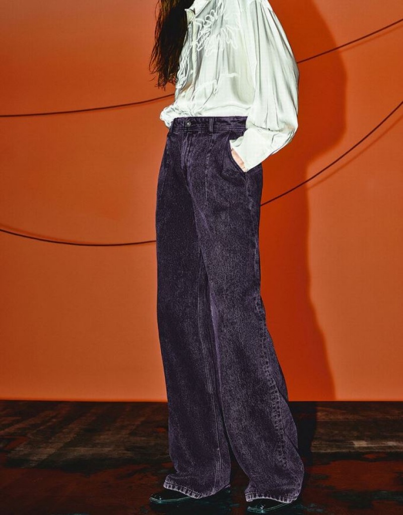 Purple Urban Revivo Straight Women's Jeans | VFGWCP-506