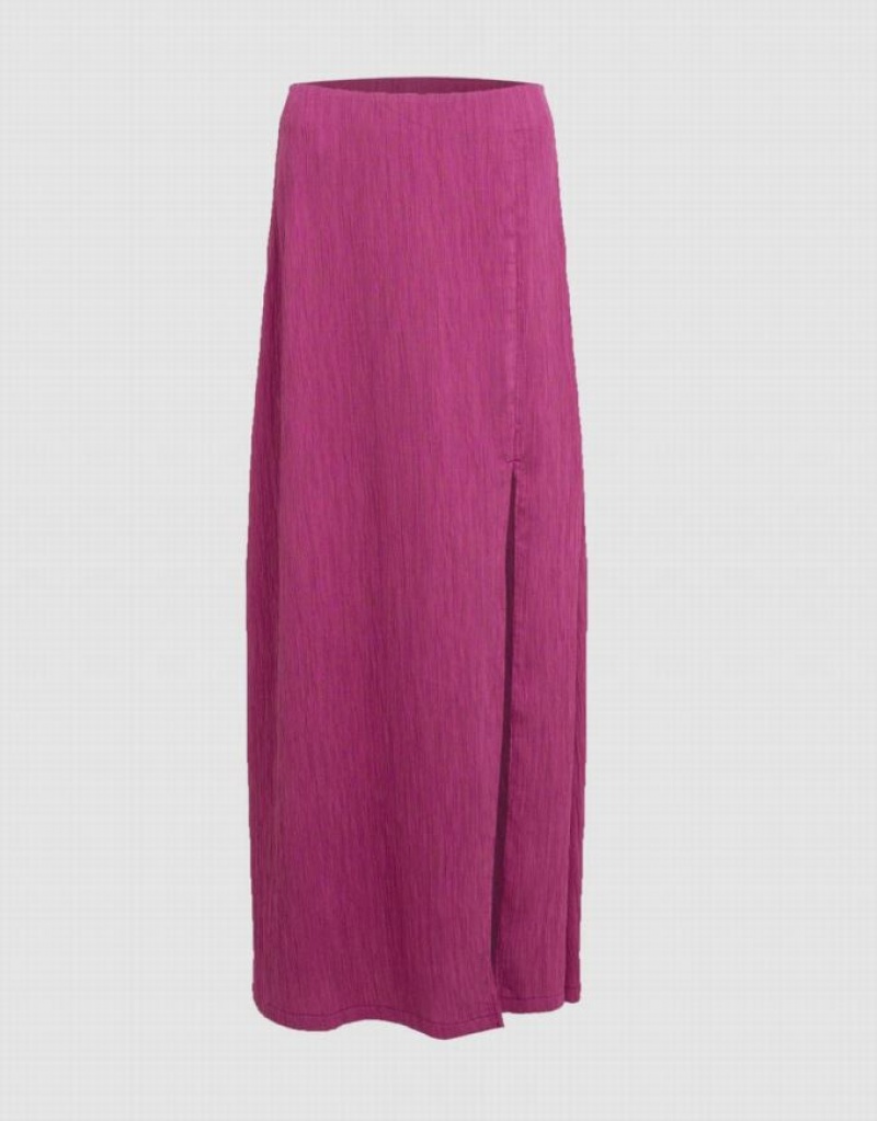 Purple Urban Revivo Textured Midi A-Line Women\'s Skirts | XEWFIU-306