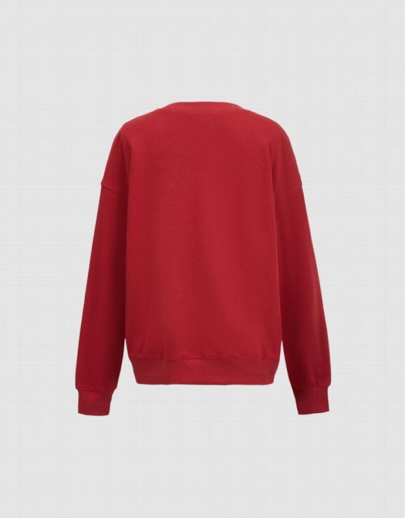 Red Urban Revivo Bunny Print Women's Sweatshirts | CTXMND-091