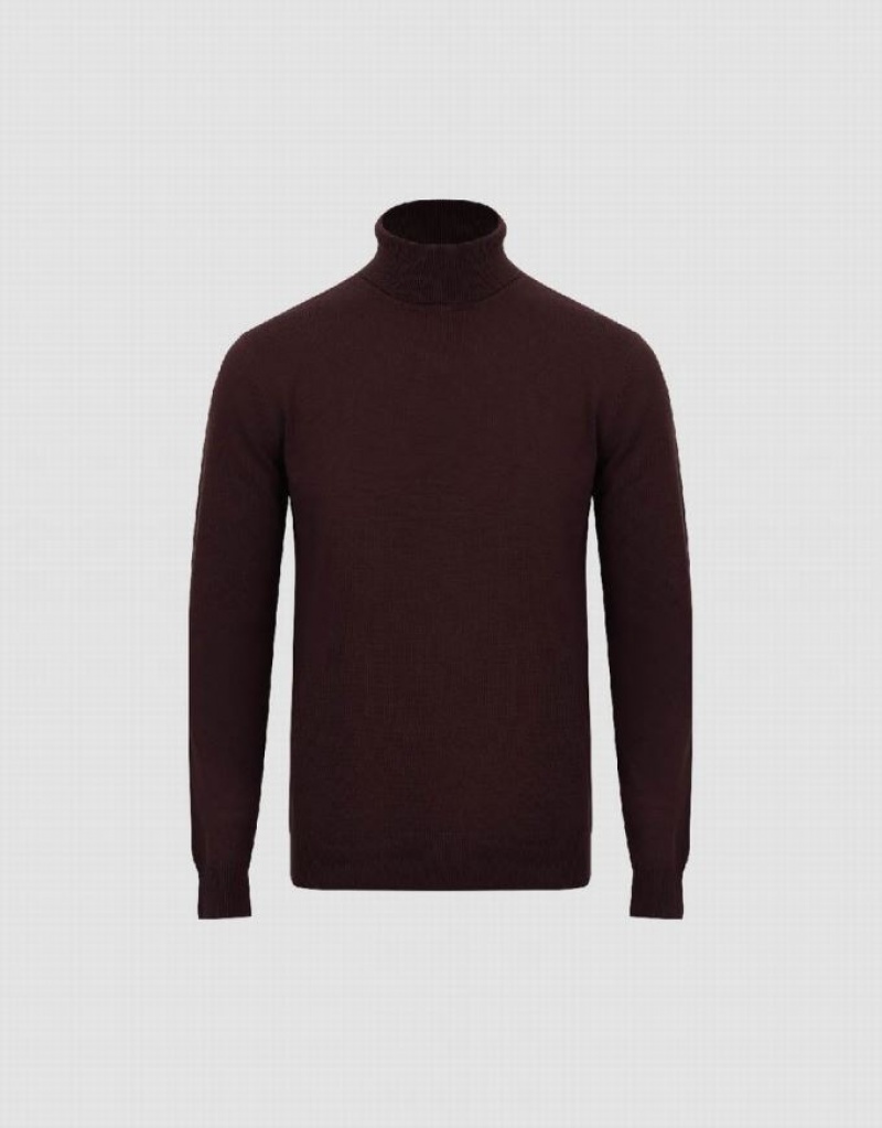 Red Urban Revivo Turtle Neck Knitted Men's Cardigan | QVIUGC-875