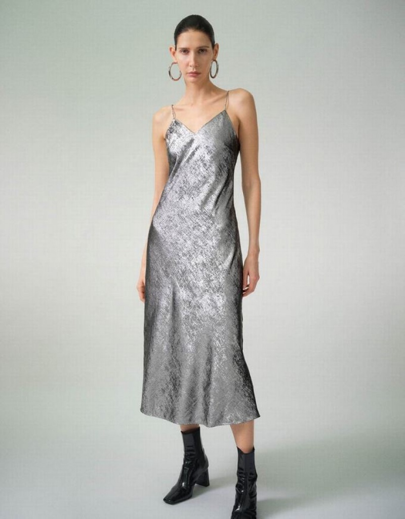 Silver Urban Revivo Cami A-Line Women\'s Dress | HDJPXO-570