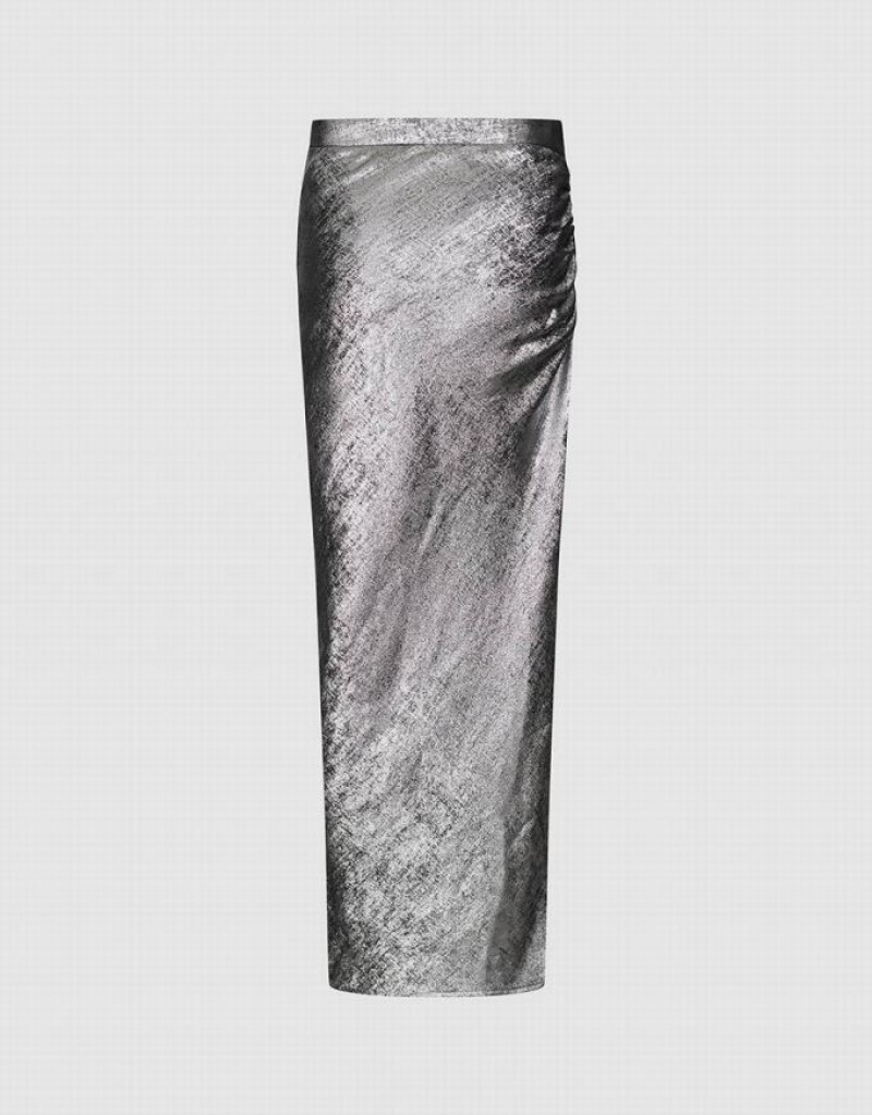 Silver Urban Revivo Ruched Wrapped Straight Women's Skirts | QTYUED-754