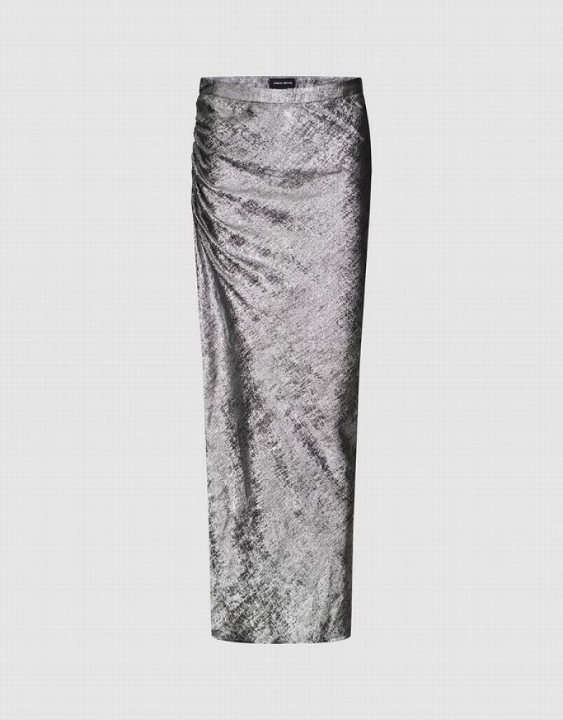 Silver Urban Revivo Ruched Wrapped Straight Women\'s Skirts | QTYUED-754