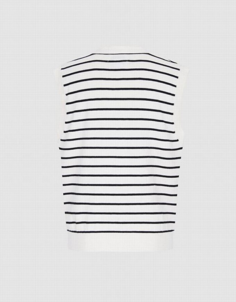 Stripes Urban Revivo Striped Button Front Women's Tank Top | GBECFD-654