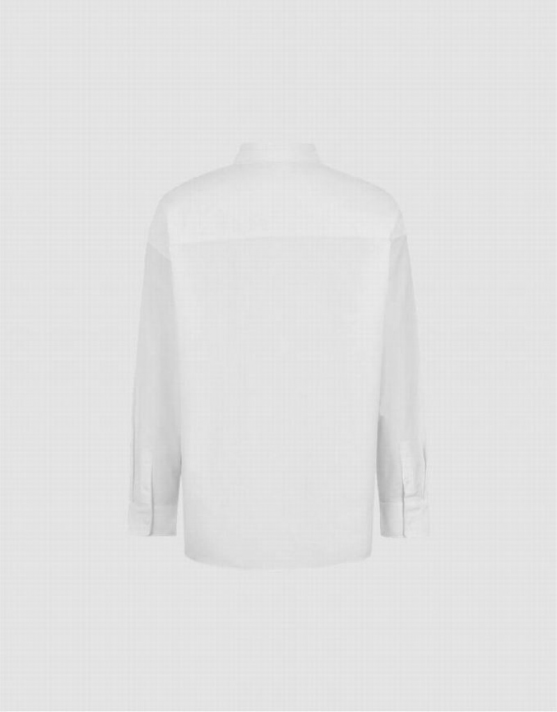 White Urban Revivo Button Up Loose Men's Shirts | SLVQAD-865