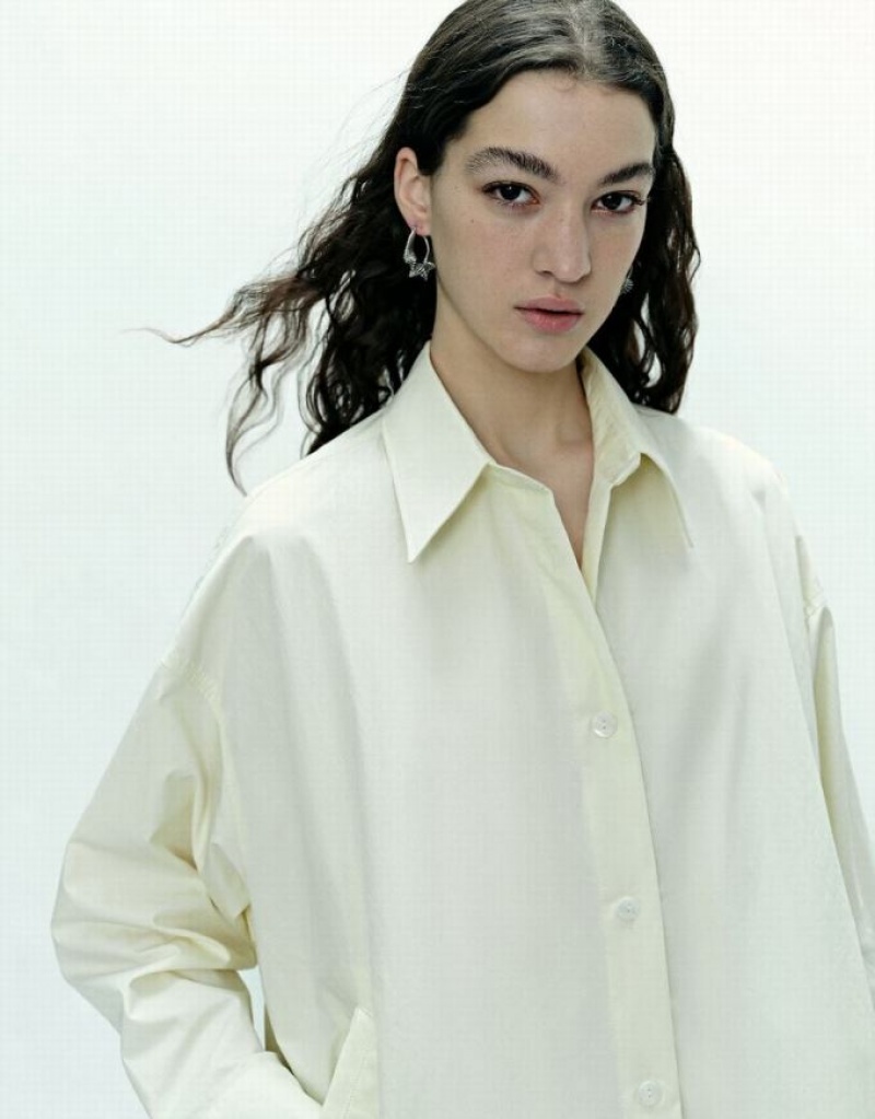 White Urban Revivo Button Up Straight Women's Jacket | LKGMAZ-093