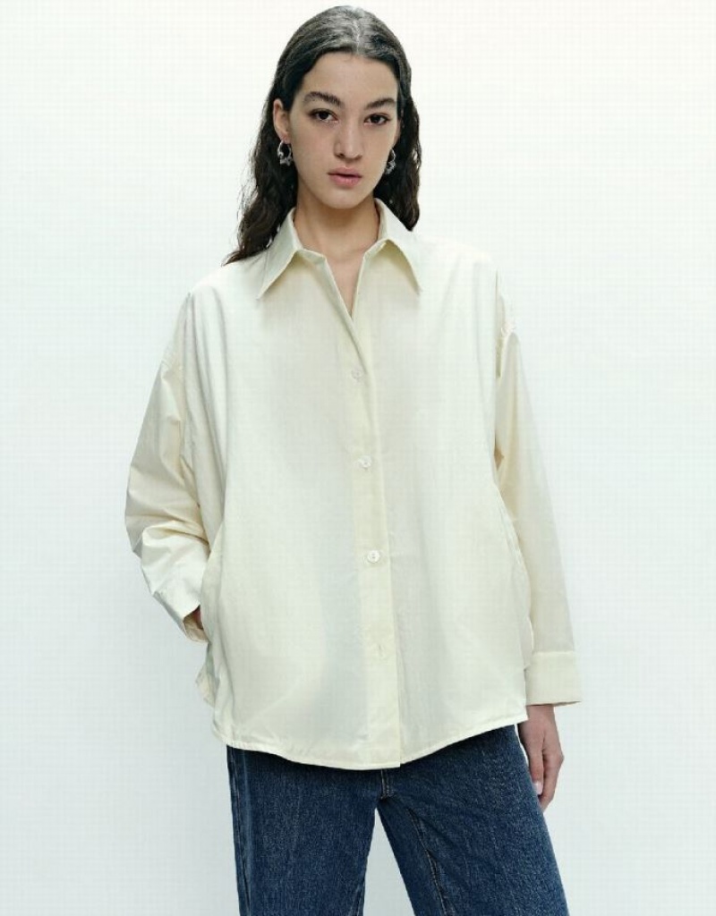 White Urban Revivo Button Up Straight Women\'s Jacket | LKGMAZ-093