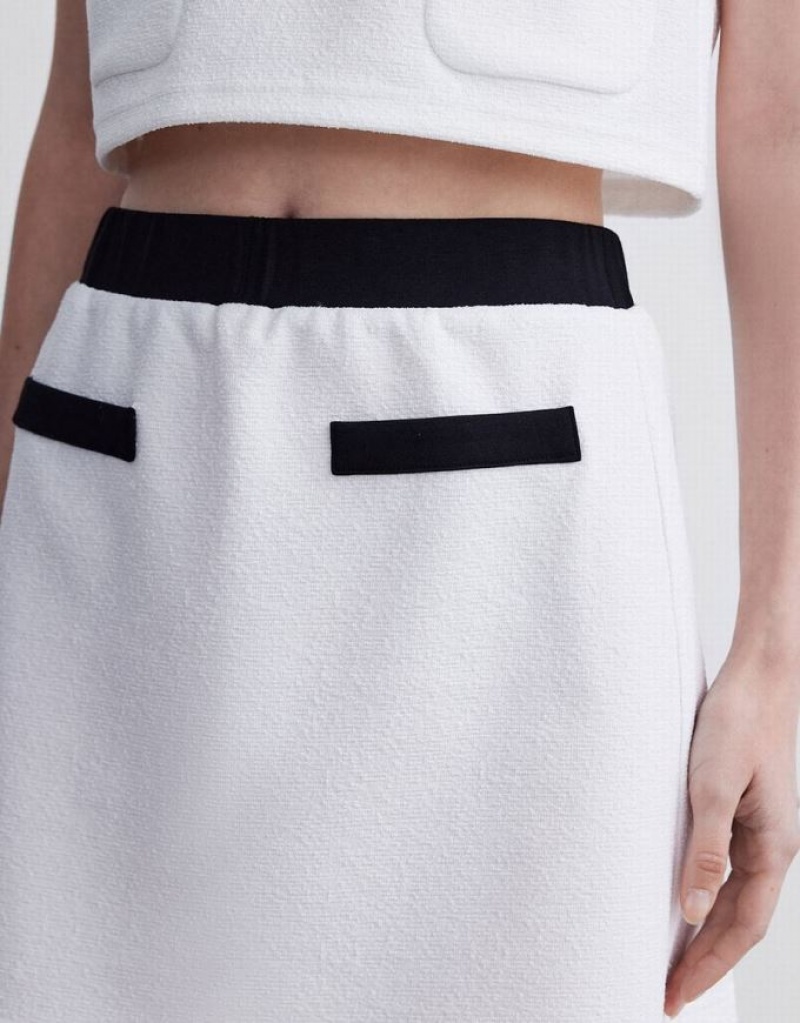 White Urban Revivo Contrast Trim Mini Women's Skirts | HWVNDE-870