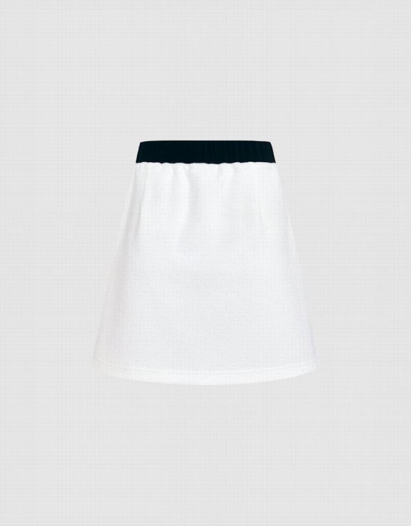 White Urban Revivo Contrast Trim Mini Women's Skirts | HWVNDE-870
