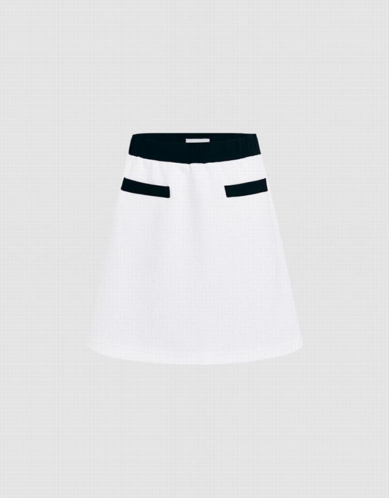 White Urban Revivo Contrast Trim Mini Women\'s Skirts | HWVNDE-870
