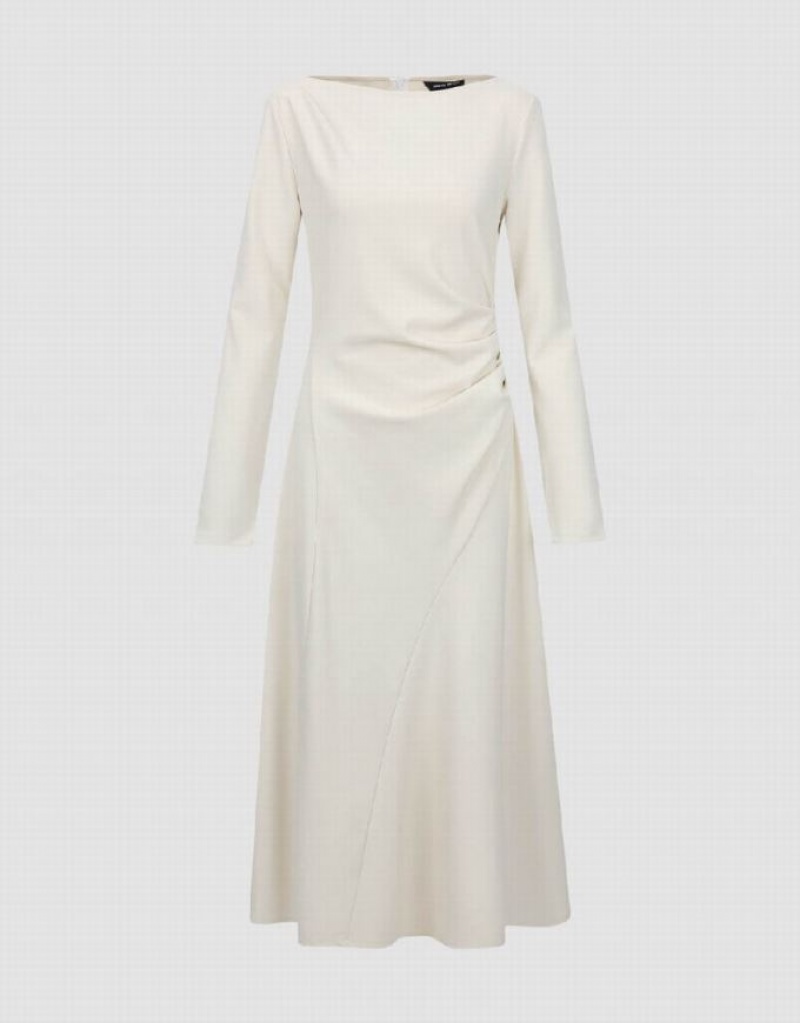 White Urban Revivo Crew Neck A-Line Women\'s Dress | FERSKM-703