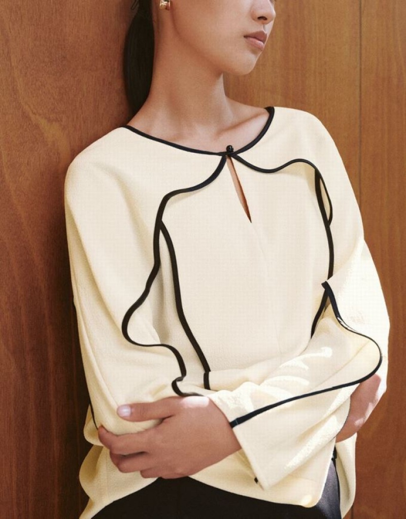 White Urban Revivo Crew Neck Overhead Women's Blouse | ZKLOHW-197