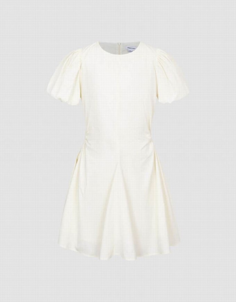 White Urban Revivo Crew Neck Skater Women\'s Short Dress | LERICK-723
