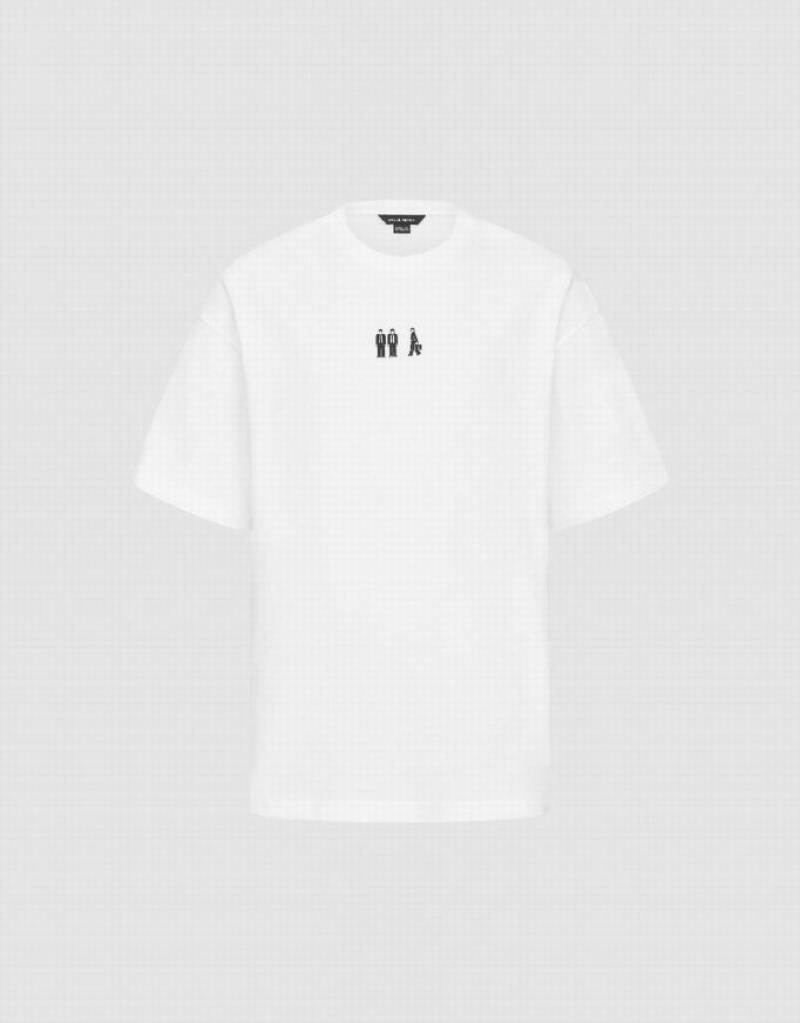 White Urban Revivo Crew Neck Straight Men's T-Shirts | SCLKJN-067