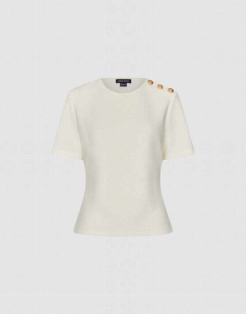 White Urban Revivo Crew Neck Straight Women's T-Shirts | YLXUVC-849