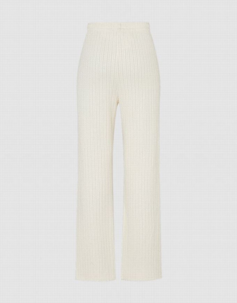 White Urban Revivo Elastic Waist Wide-Leg Women's Pants | UPIBKH-523