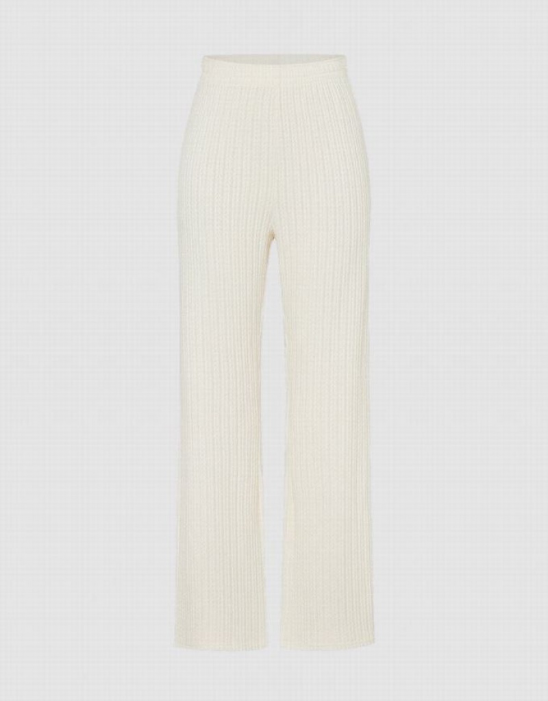 White Urban Revivo Elastic Waist Wide-Leg Women\'s Pants | UPIBKH-523