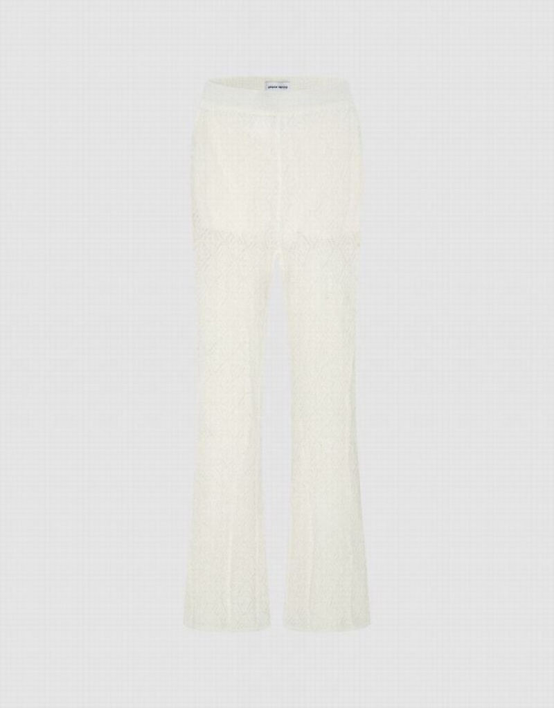 White Urban Revivo Flare Knitted Women\'s Pants | FWGLQX-125