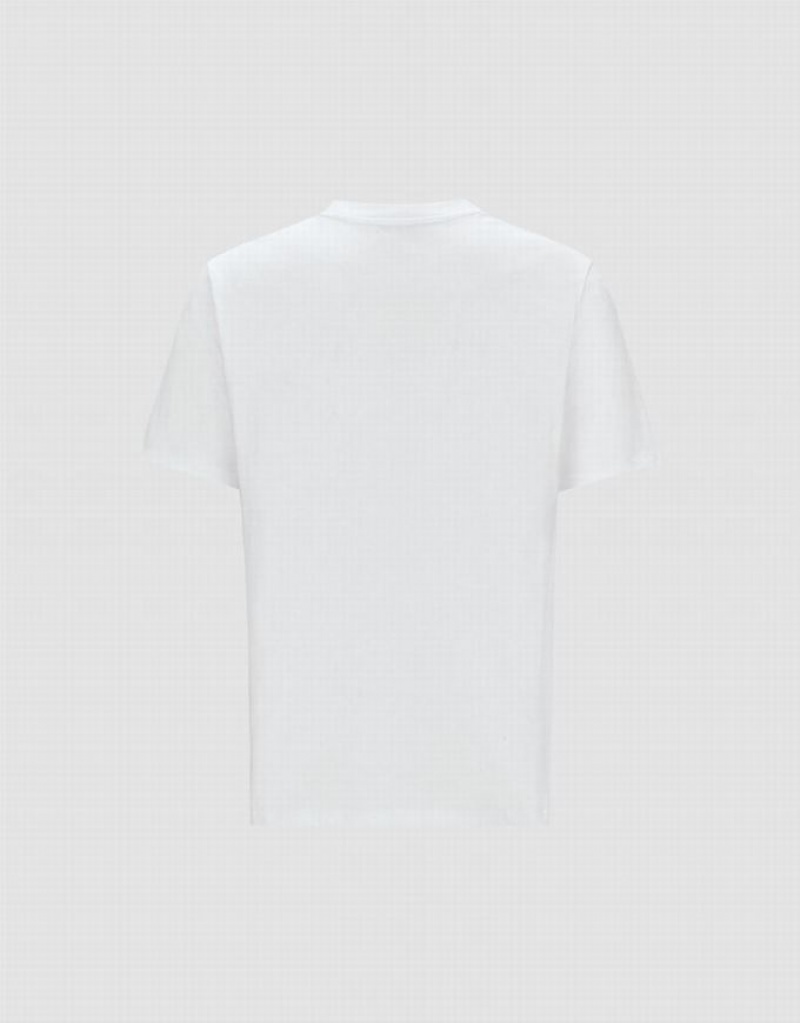 White Urban Revivo Joker Embossed Crew Neck Men's T-Shirts | DZFBYE-378