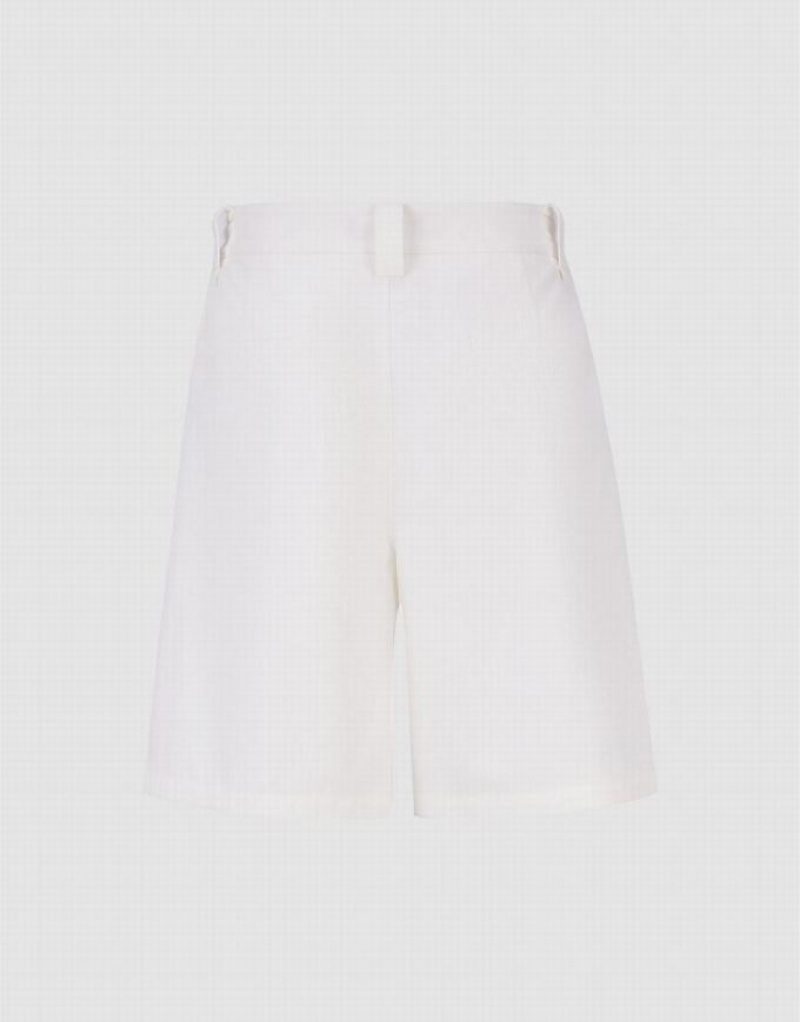 White Urban Revivo Linen Women's Shorts | WBOLGH-154