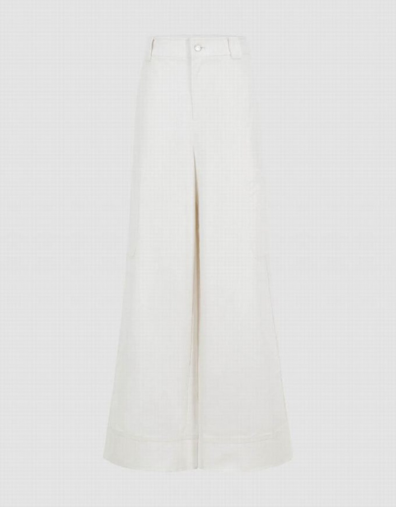 White Urban Revivo Loose Straight Women\'s Pants | UZJHLM-952