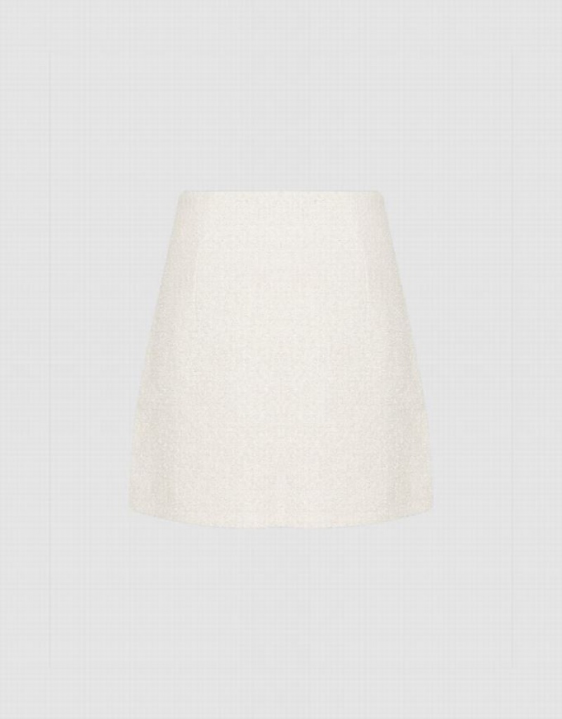 White Urban Revivo Mini Tweed A-Line Women's Denim Skirt | QXCYND-834
