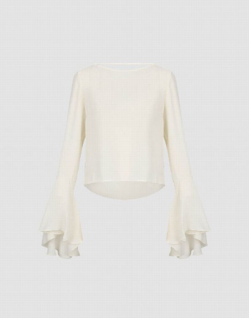 White Urban Revivo Off-Shoulder Overhead Women's Blouse | CYXMLB-059