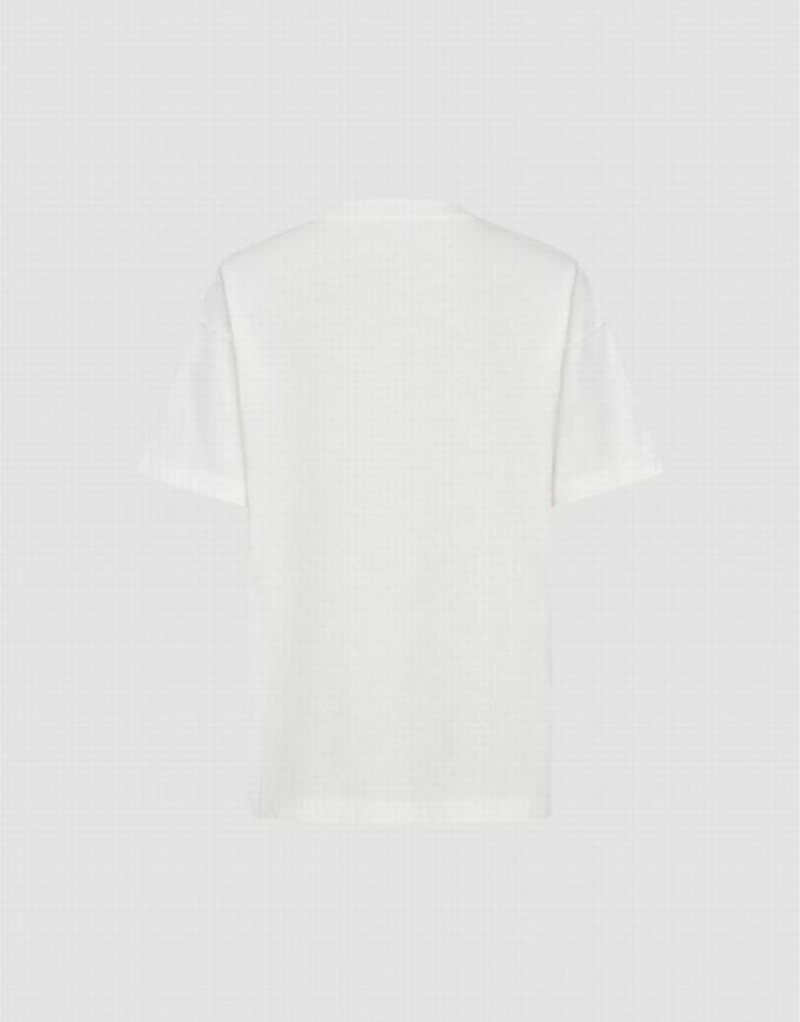 White Urban Revivo Pocket Patched Crew Neck Men's T-Shirts | NTSKQE-835