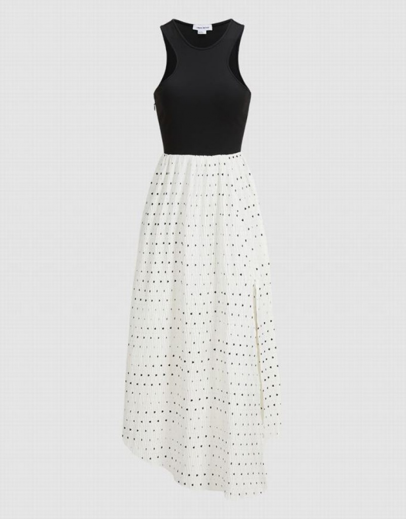 White Urban Revivo Polka Dot Halter Women's Casual Dress | FBNRJK-014