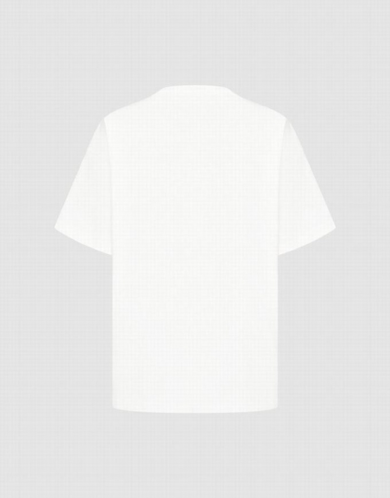 White Urban Revivo Printed Crew Neck Straight Men's T-Shirts | IMHPXL-653