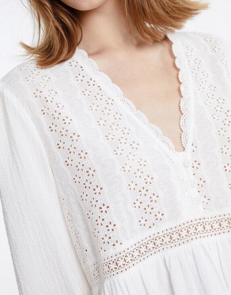 White Urban Revivo Puff Sleeve Mini Women's Mini Dress | KQWXUM-043