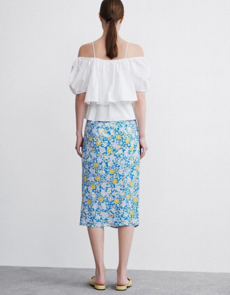 White Urban Revivo Puff Sleeve Off-Shoulder Overhead Women's Blouse | MTVKGP-106
