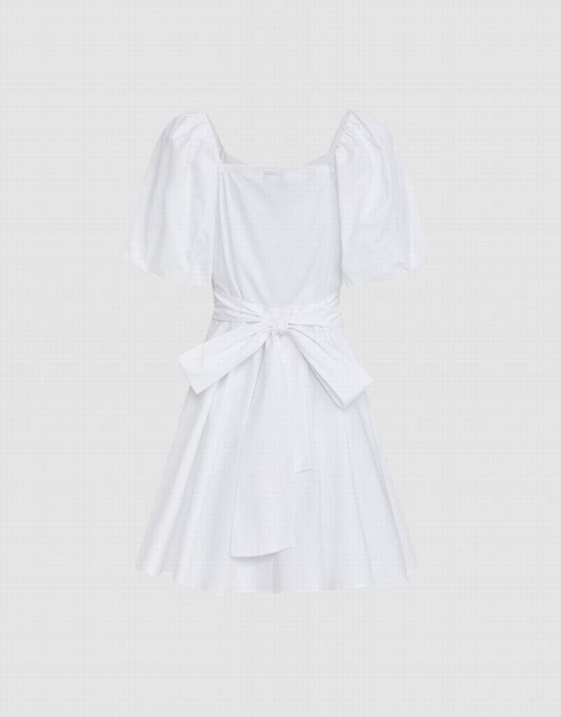 White Urban Revivo Puff Sleeve Women's Short Dress | QCTDYL-567