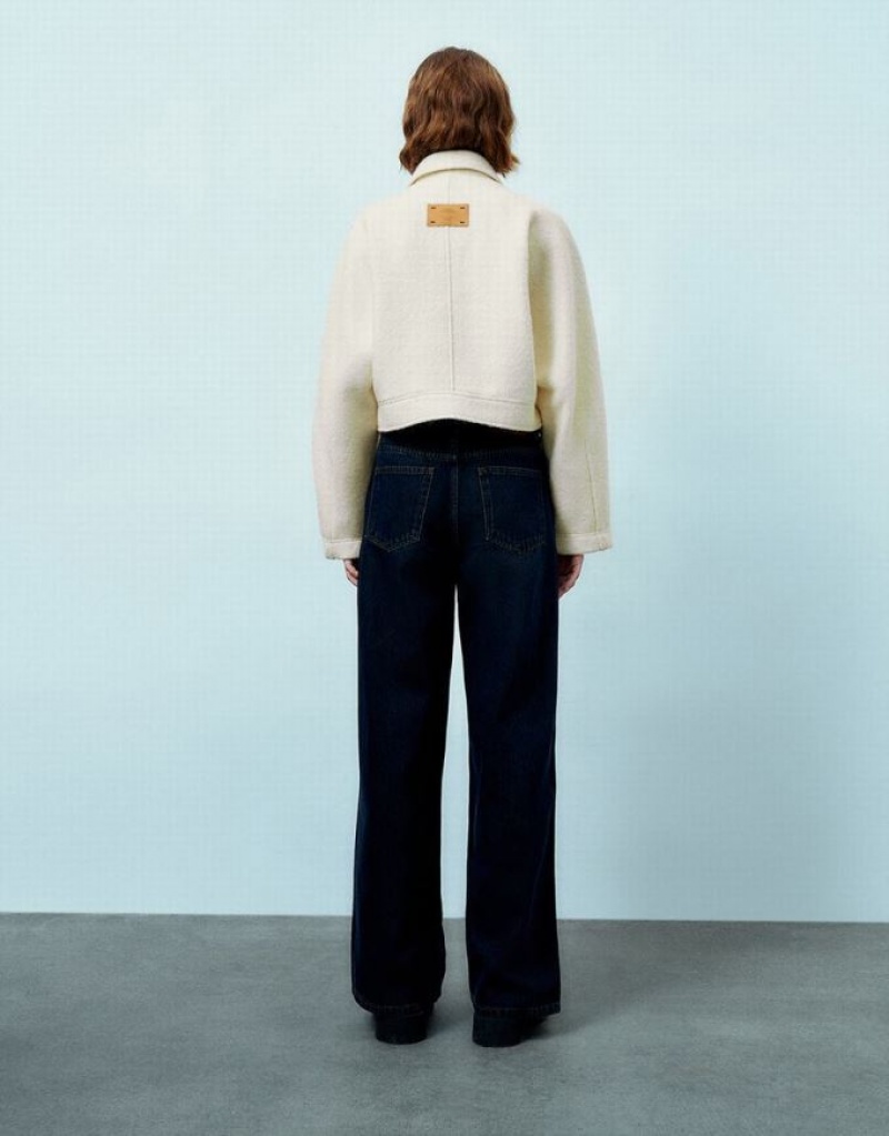 White Urban Revivo Raglan Sleeve Woolen Women's Jacket | CWMEKD-570