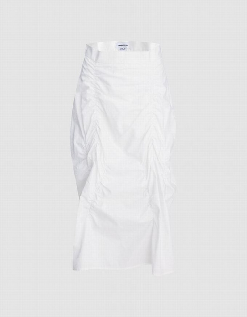White Urban Revivo Ruched Women\'s Skirts | JUYVPM-895