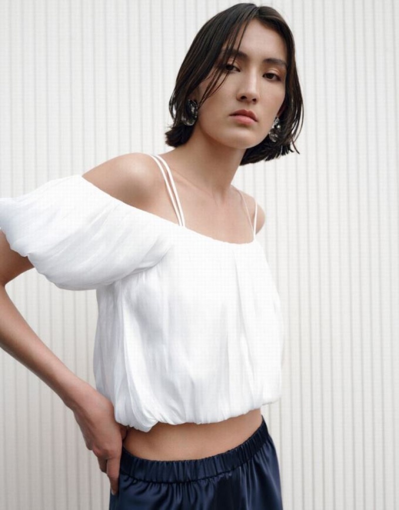 White Urban Revivo Sleeveless Balloon Overhead Women's Blouse | GHTCRV-902