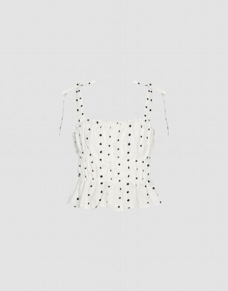 White Urban Revivo Square-Cut Collar Cami Top Women\'s Blouse | DABGYW-296