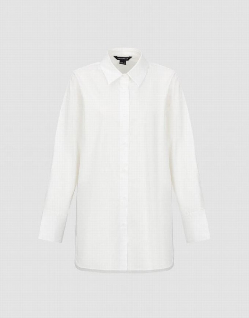 White Urban Revivo Straight Loose Women's Shirts | DELBNJ-258