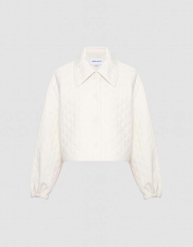 White Urban Revivo Textured Button Up Women\'s Jacket | ICULFD-724