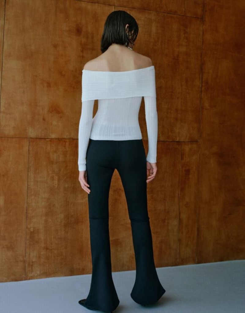 White Urban Revivo Textured Crew Neck Knitted Women's Cardigan | USTZLY-759