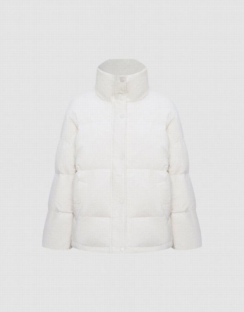 White Urban Revivo Textured Down Women's Down Jackets | YAZMFH-564