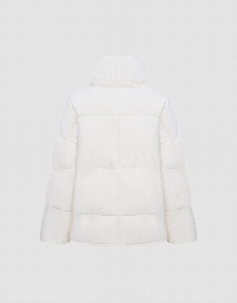 White Urban Revivo Textured Down Women's Down Jackets | YAZMFH-564