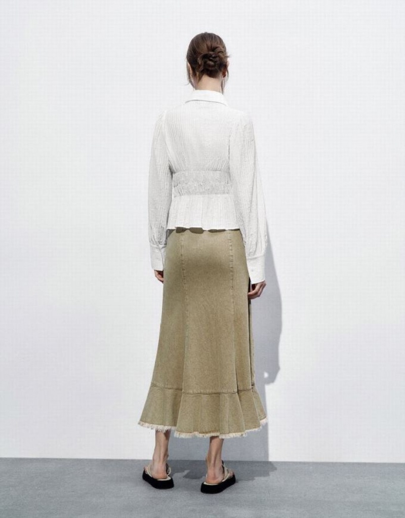 White Urban Revivo Textured Overhead Women's Blouse | PTKIBO-897