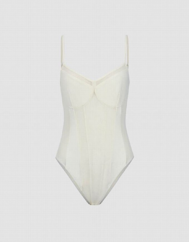 White Urban Revivo V-Neck Women's Camisole | SFUMVR-123