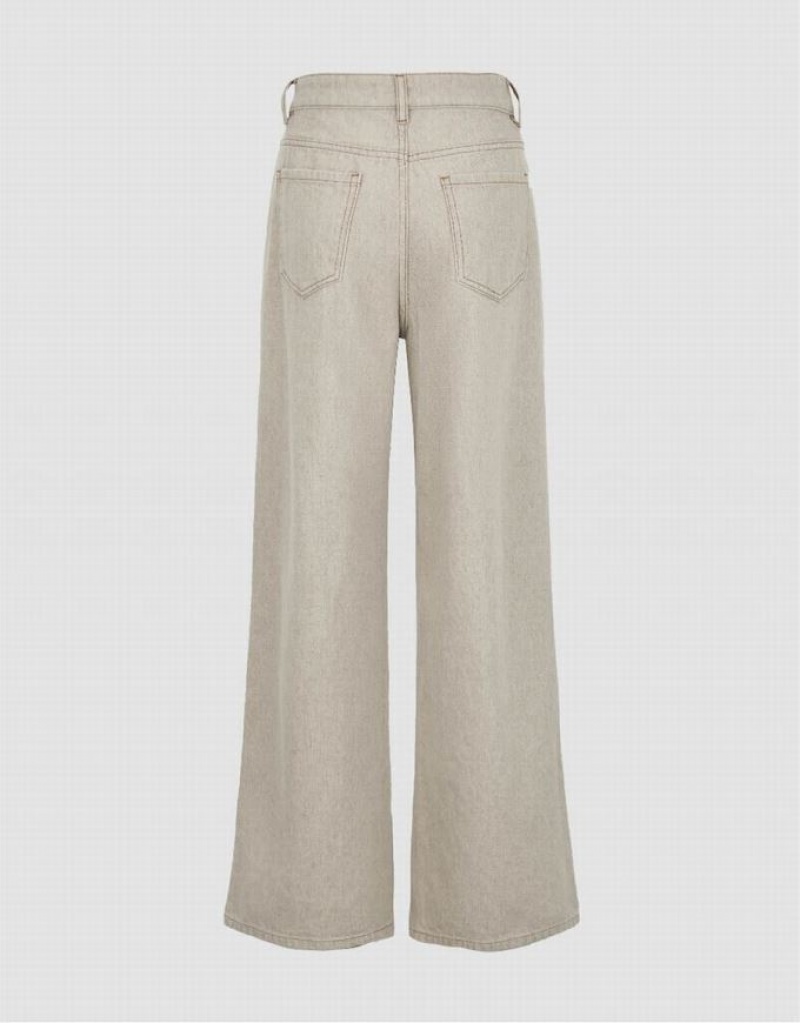 White Urban Revivo Wide-Leg Women's Jeans | UBCTVZ-693