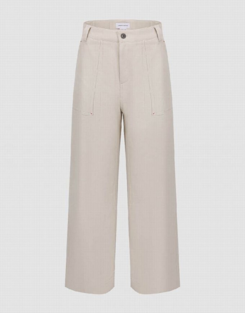 White Urban Revivo Wide-Leg Women\'s Pants | HWQICN-794
