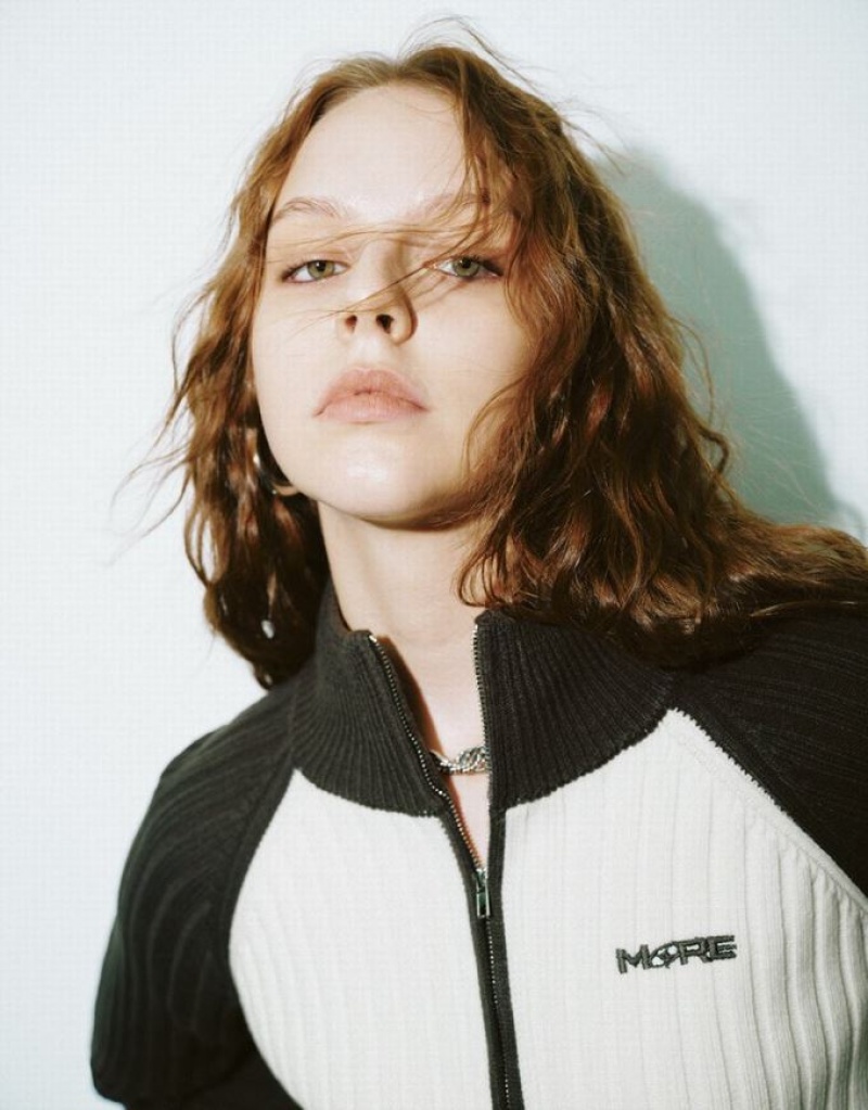 White / Grey Urban Revivo Zipper Front Raglan Sleeve Knitted Women's Cardigan | RGKCNV-215
