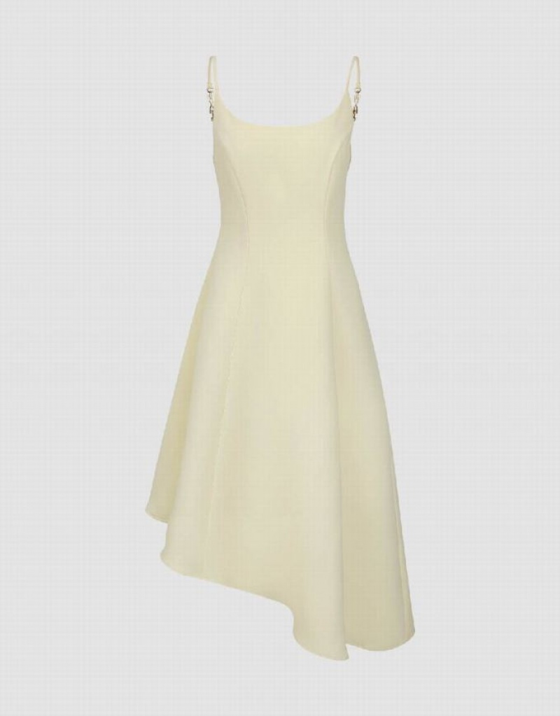 Yellow Urban Revivo Asymmetric Off-Shoulder A-Line Cami Women's Dress | ZHXROG-051