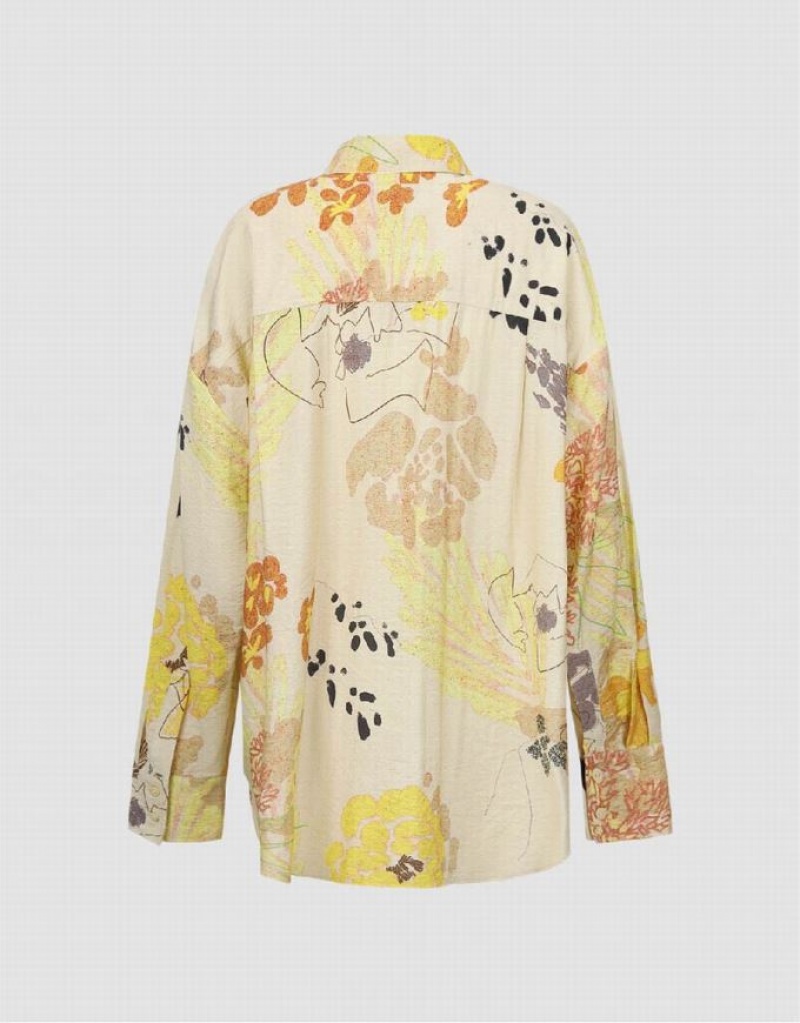 Yellow Urban Revivo Gradient Straight Women's Shirts | KUBFDS-146