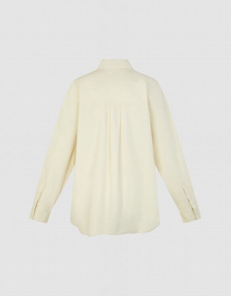 Yellow Urban Revivo Loose Long Sleeve Women's Shirts | EQSPJO-654